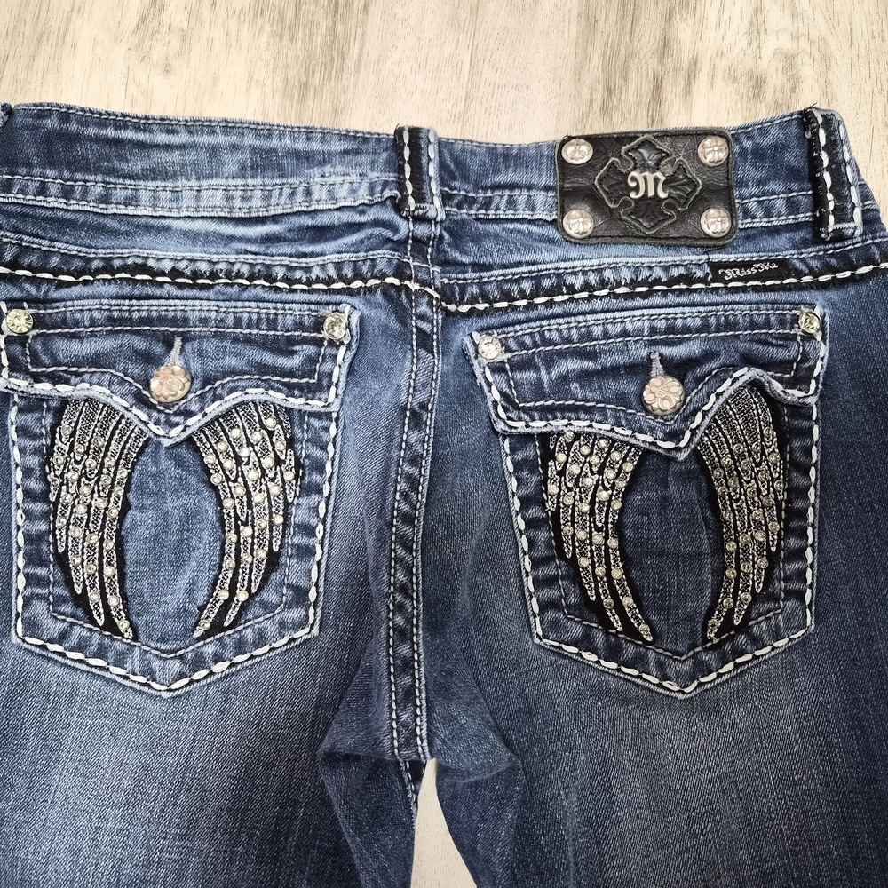 MISS ME Boot Cut Jeans with Wing Design Size 31